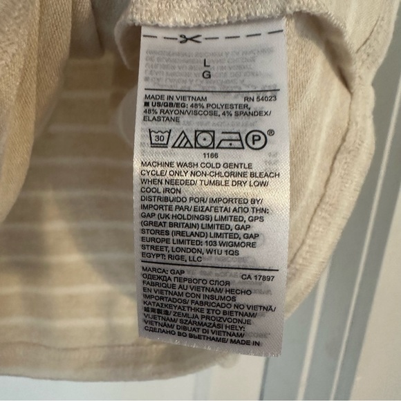 Gap Sweater Womens Large Beige White Striped Stretch New Scoop Neck - Picture 10 of 10